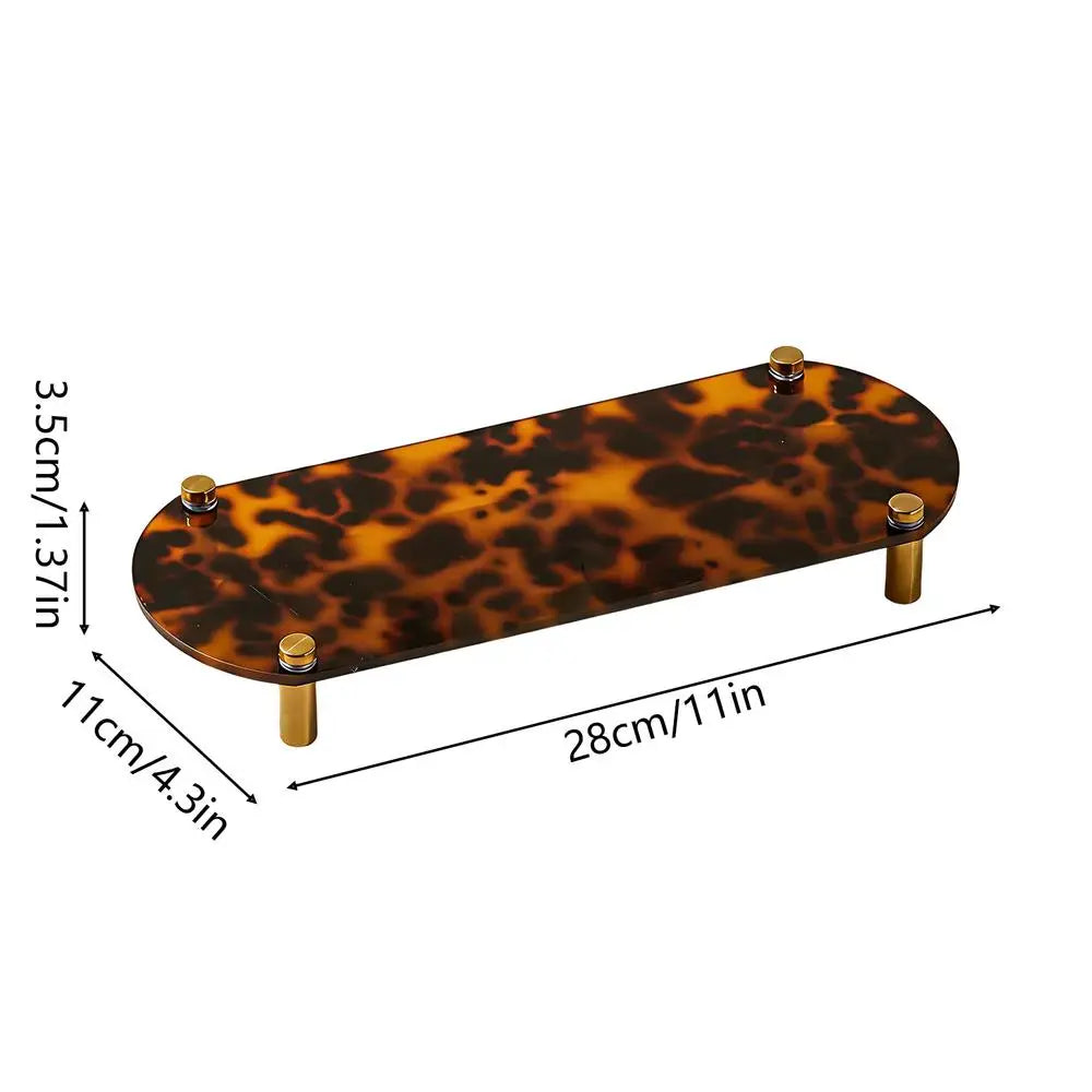 Tortoise-Print Vanity and Countertop Organizer Tray