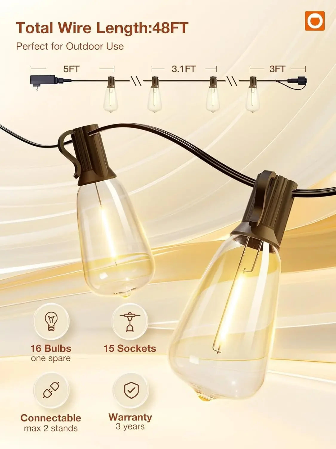 Luci a stringa LED da esterno impermeabili da 150 piedi per patio