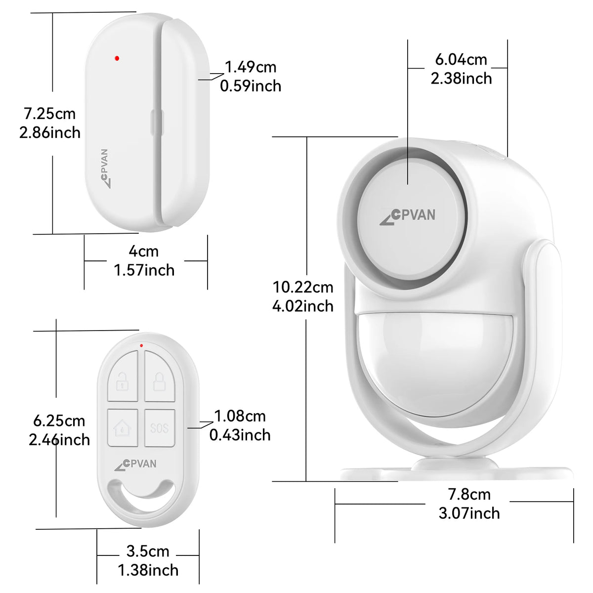 CPVAN Smart RV Alarm System With remote control and door sensor wireless WIFI Tuya Motion sensor Alarm 120dB motion detector
