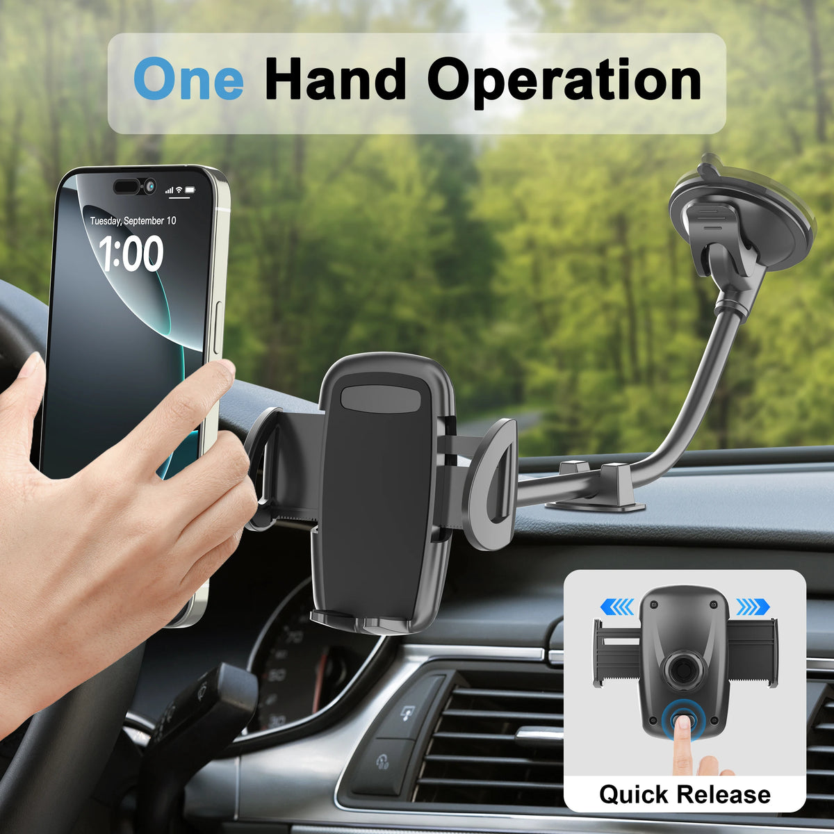 Long-Arm Windshield Phone Holder for Cars and Trucks
