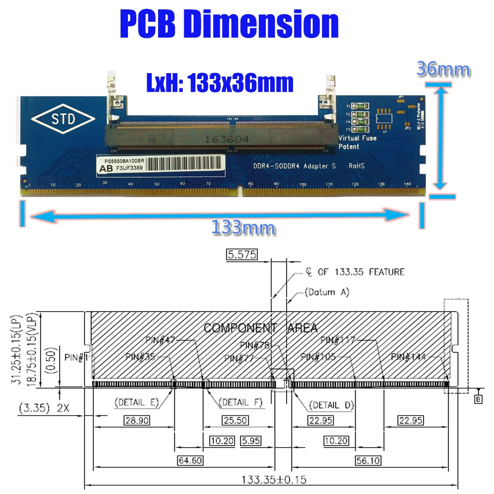 Adaptor pentru memoria RAM DDR4 de laptop la desktop, tester de memorie, convertor SO-DIMM la DDR4