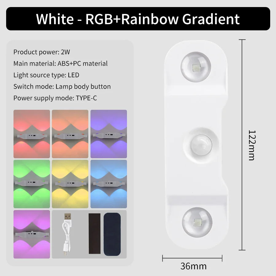 Nabíjateľné nástenné svetlo RGB so snímačom pohybu