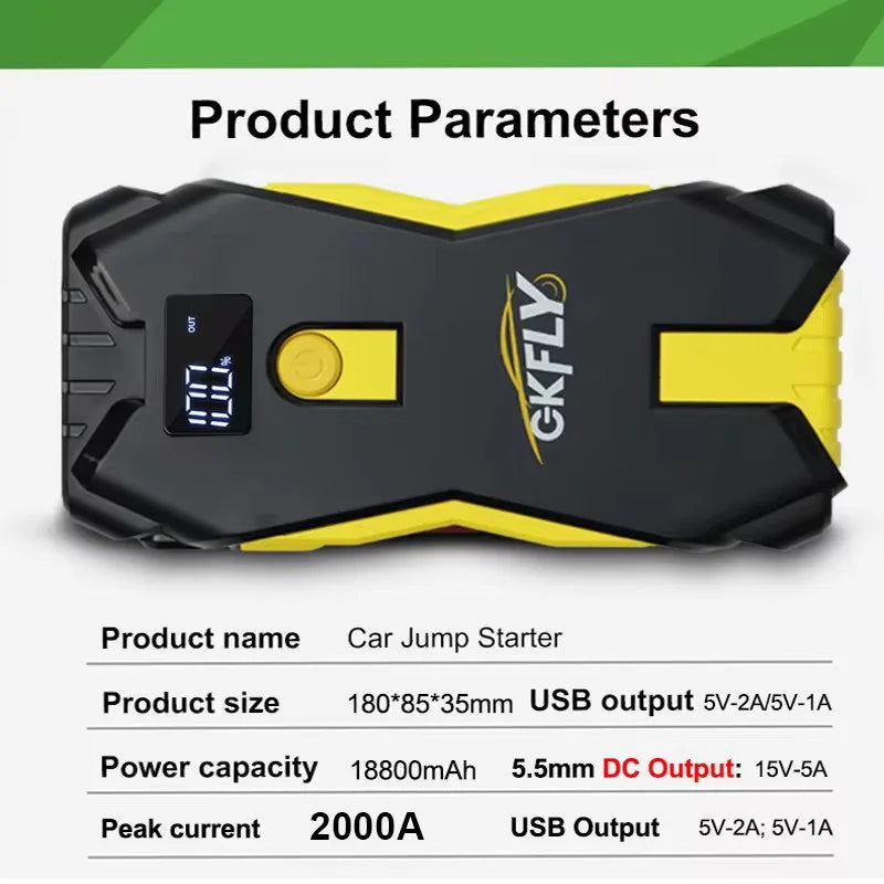 GKFLY 4000A Car Jump Starter Portable Power Bank