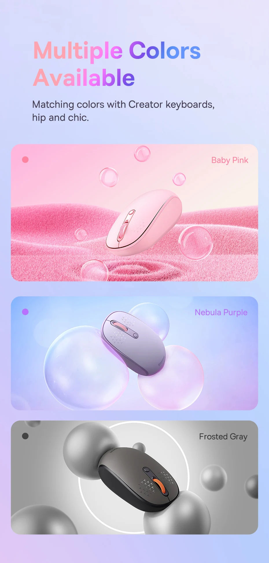 Wireless Bluetooth Mouse with Silent Click & Tri-Mode Connection