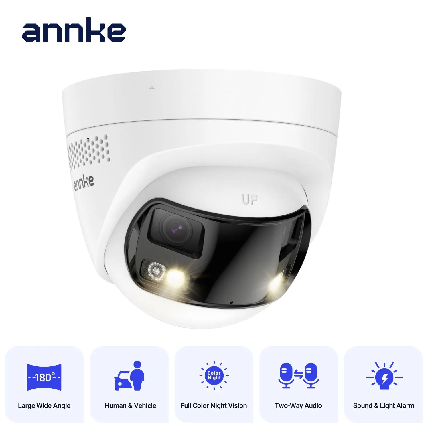 Annke 180° Panoramic Security Camera 265+ 6MP Dual Lens 2.8MM IP Camera POE CCTV Video Surveillance Outdoor Audio Warning Alarm