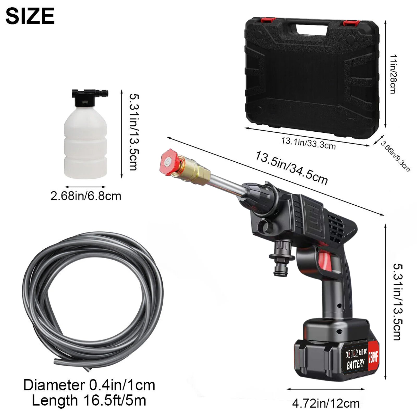 Cordless High Pressure Washer Gun 450W 26Bar with Dual Batteries