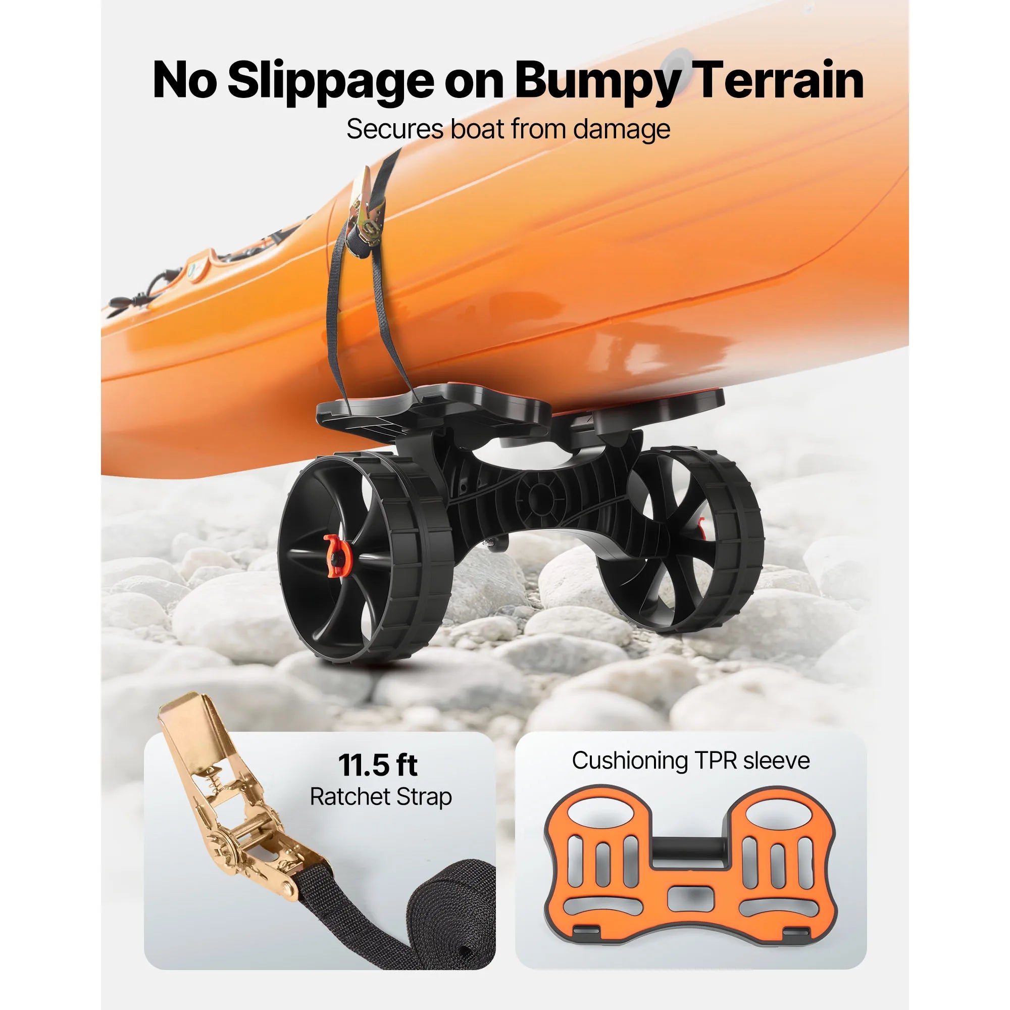 Foldable Kayak Cart with 10" Solid Tires & 300 lb Capacity