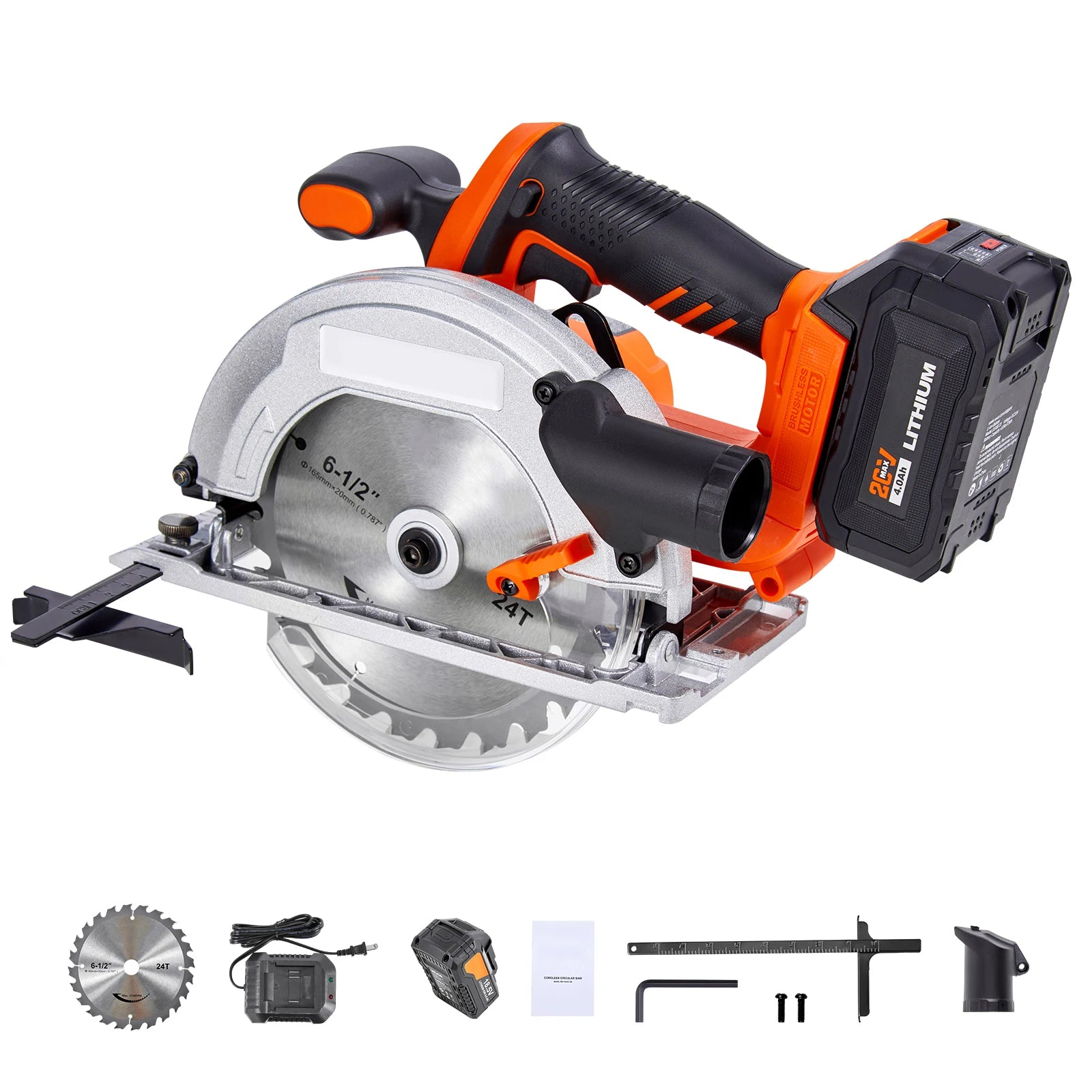 20V Cordless Circular Saw 4700 RPM 6-1/2" Blade with Battery