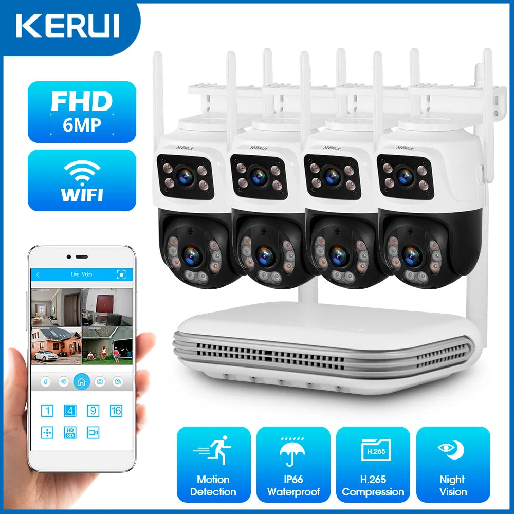 6MP Dual Lens WiFi IP Camera 8CH NVR Kit