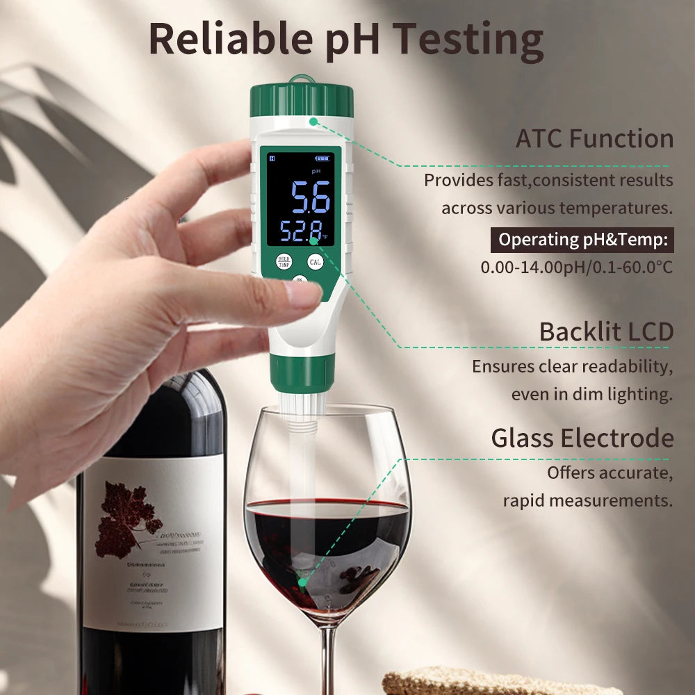 Hand-Held Wine Refractometer and Digital pH Meter, Brix and Baumé