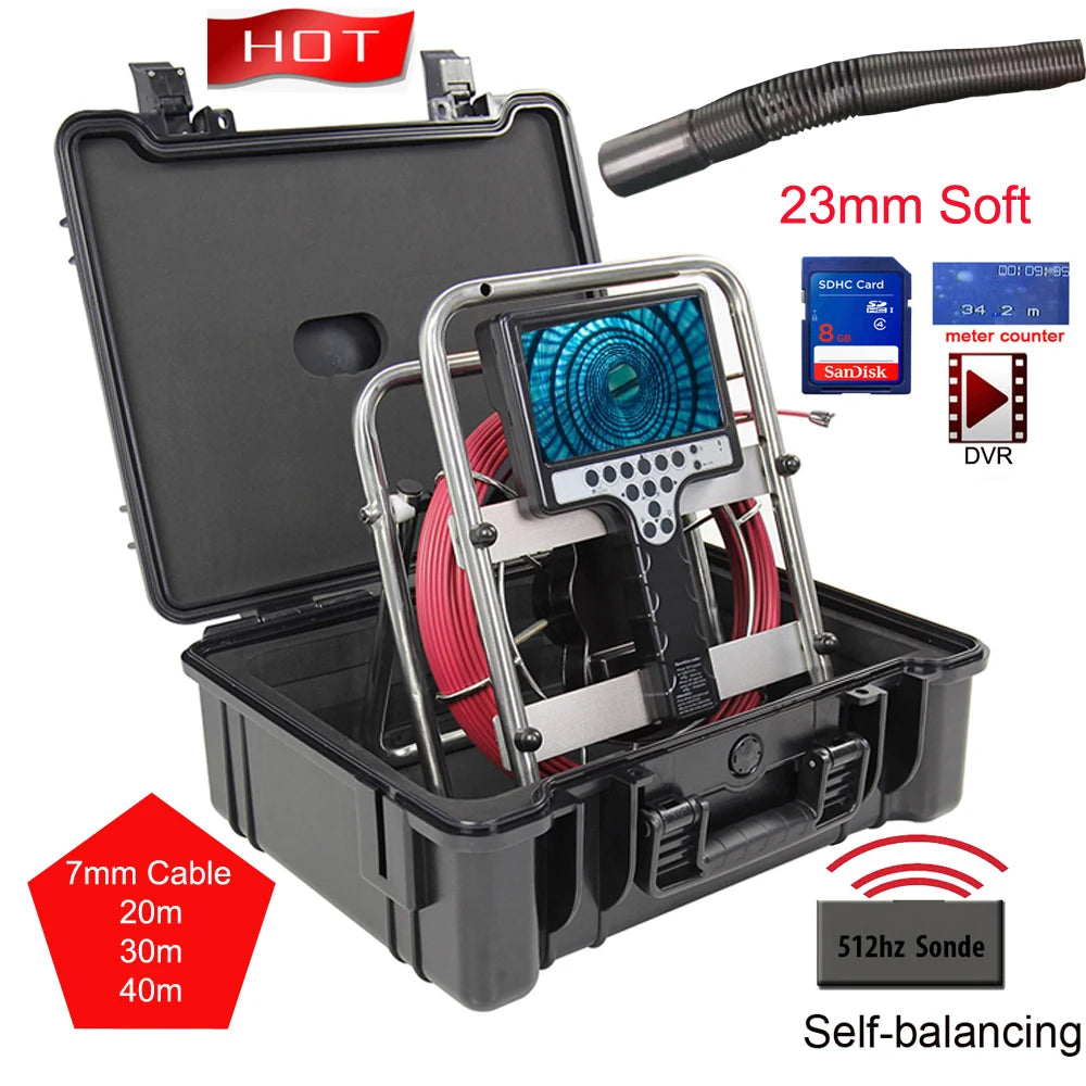 23mm Sewer Inspection Camera System with 512Hz Locator, Waterproof, Meter Counter