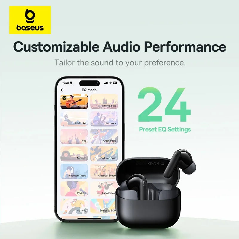 Noise Cancelling True Wireless Earbuds Bluetooth 6.0 with 41Hr Playtime