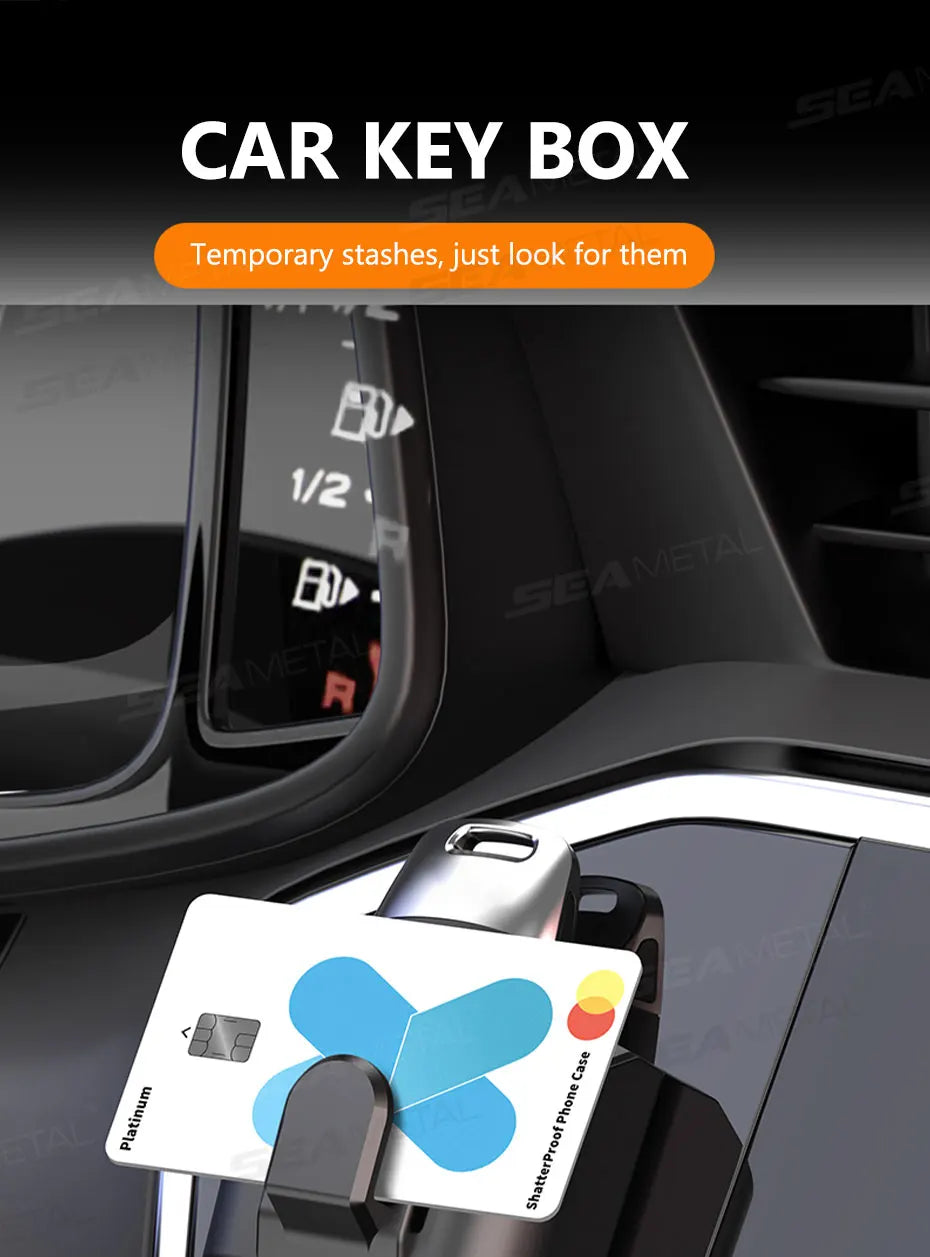 SEAMETAL Dashboard Car Key Storage Box Compact Key Storage Organizer Self-Adhesive Universal Auto Key Holder with Hanging Hook