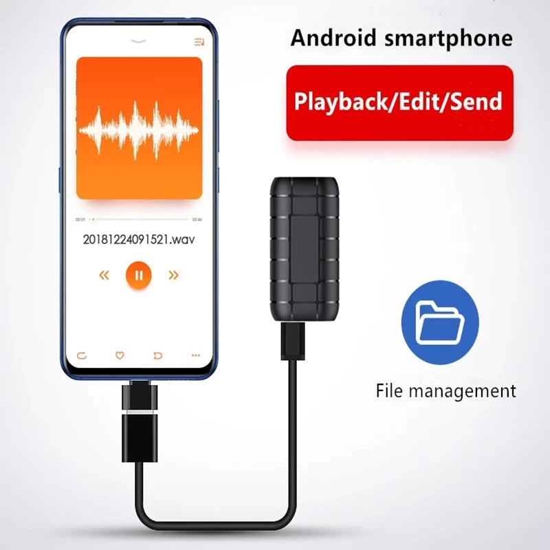 Miniaturowy dyktafon aktywowany głosem z baterią na 500 godzin i magnetycznym uchwytem