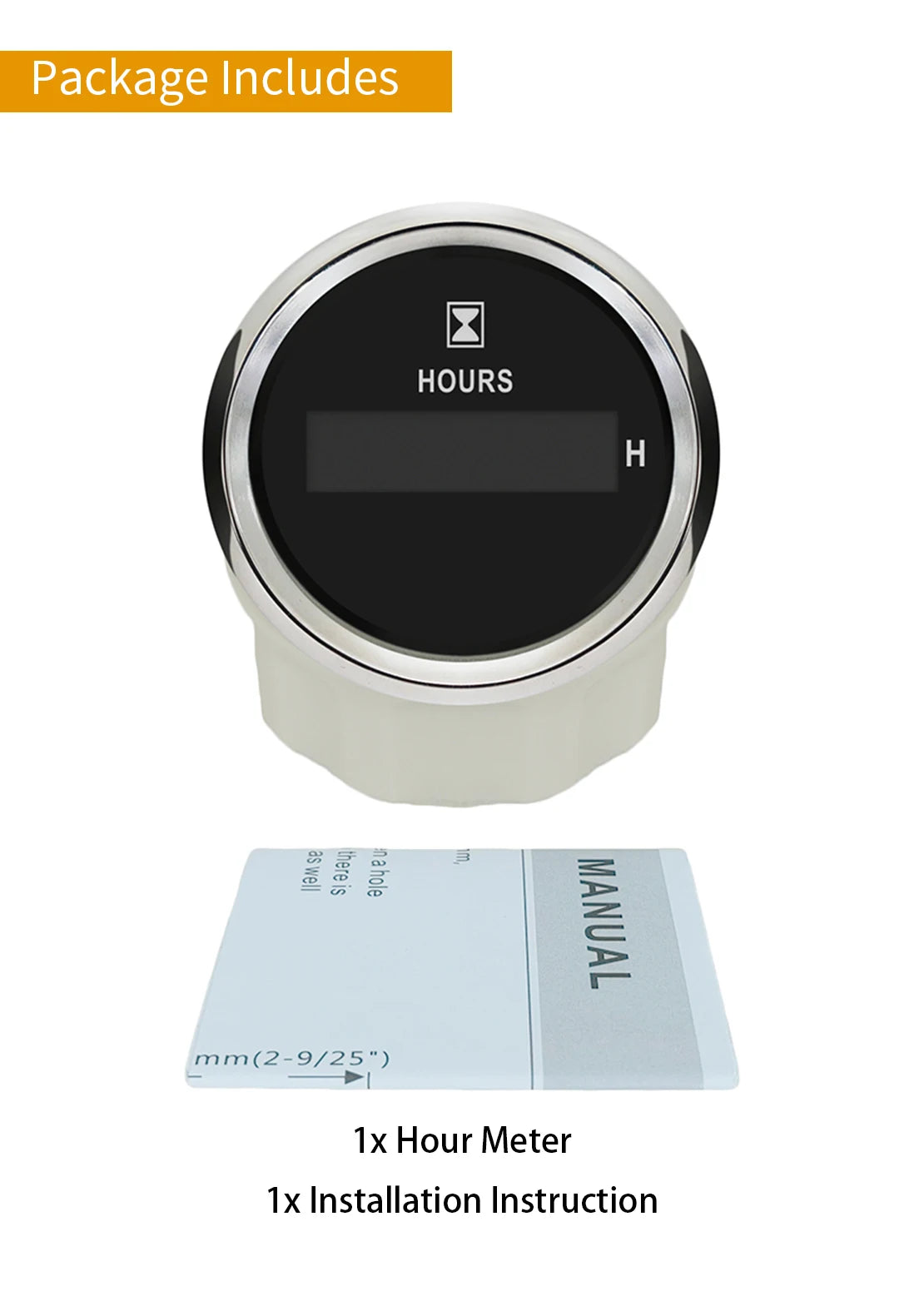 Digital timeteller på 52 mm med rød bakgrunnsbelysning, 9–32 V