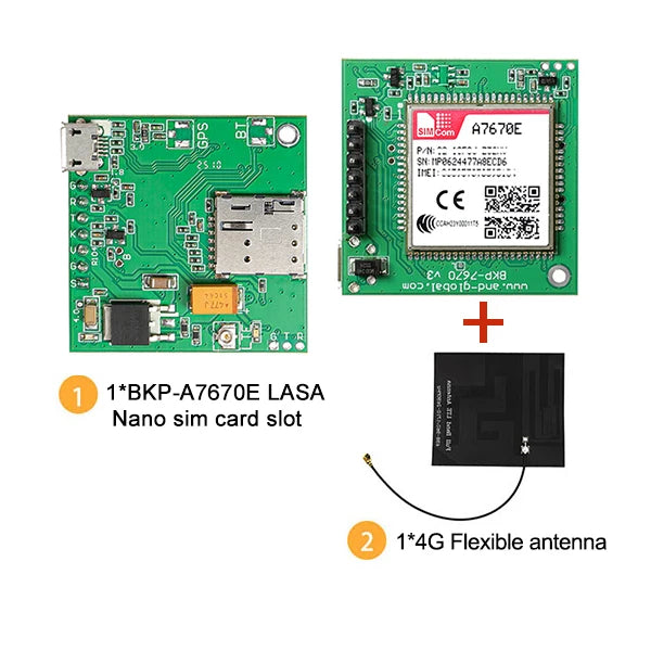 A7670E LTE Cat 1 4G Module Breakout Kit with Nano SIM Slot
