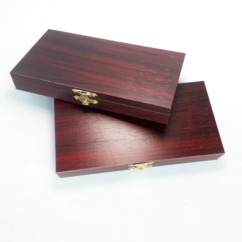 Rectangular Wood Storage Boxes with Golden Metal Latch