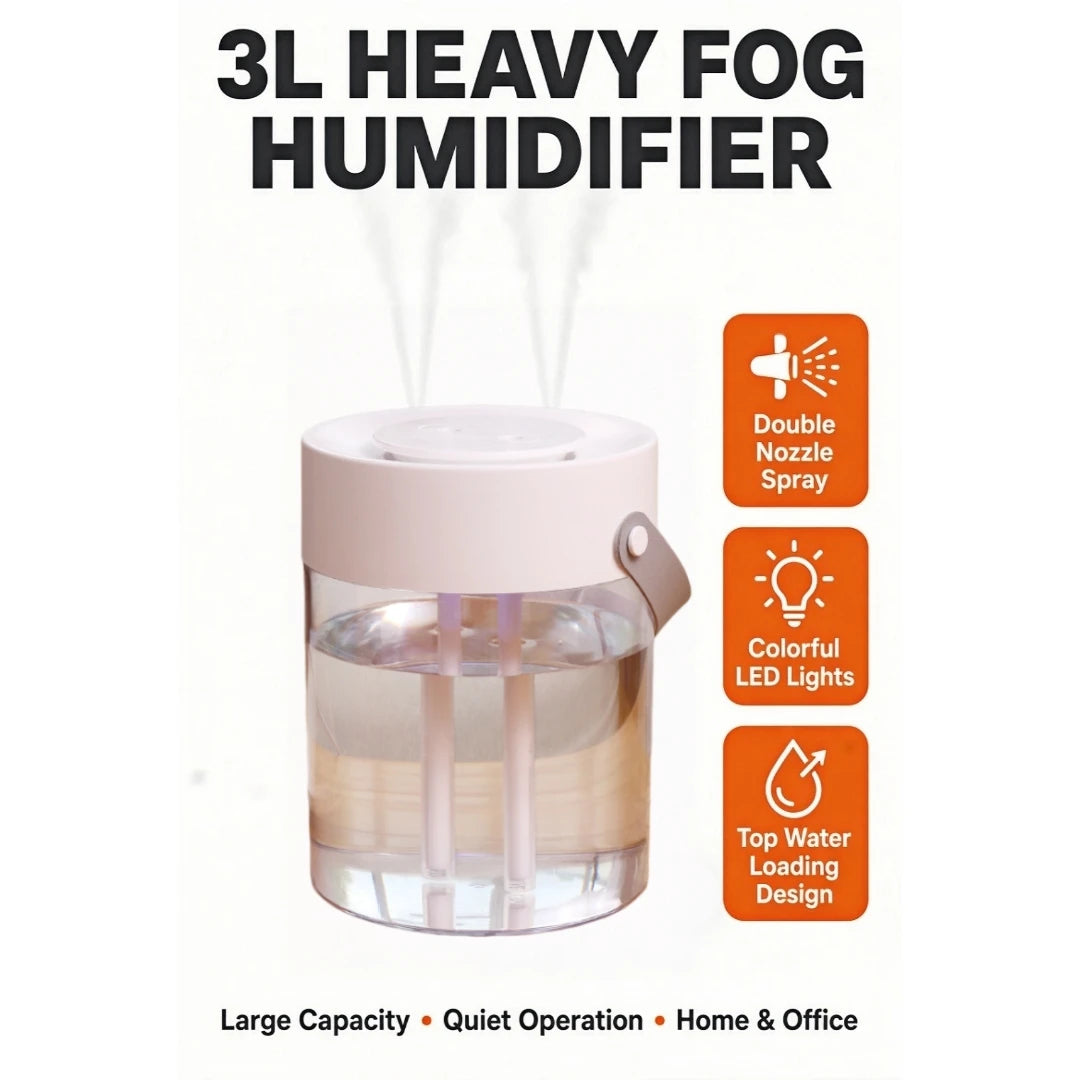 3 L USB Ultrasonic Humidifier with Dual Mist Outlets