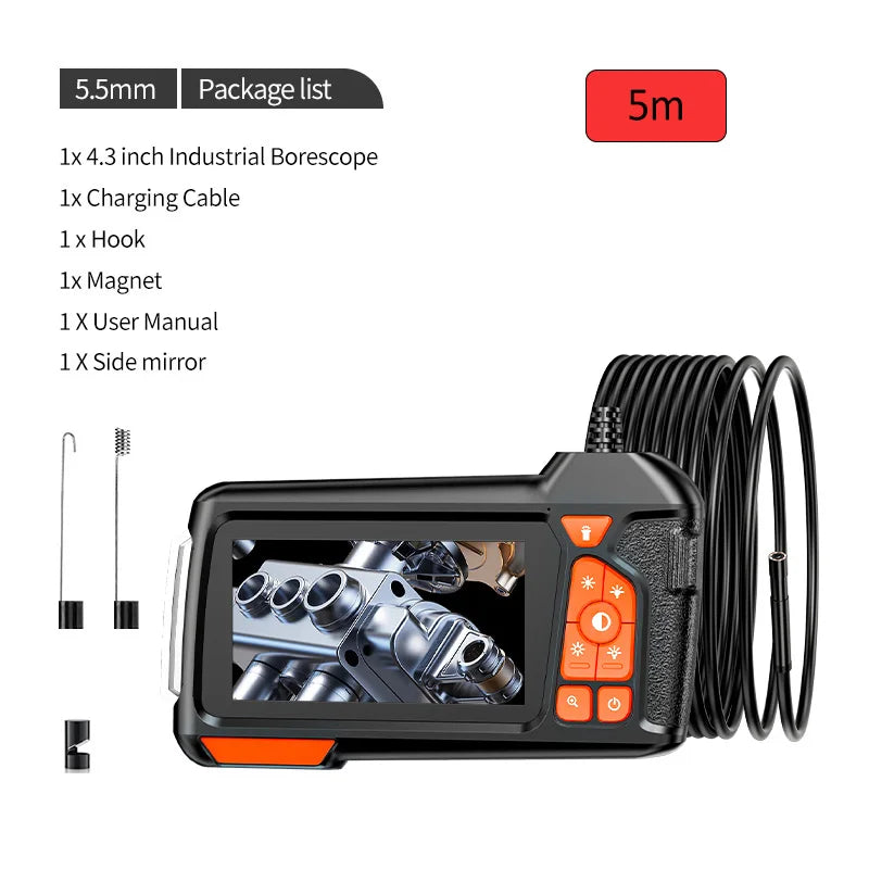 Endoscope Camera with Light 1080P 5.5MM HD Borescope Tools with Semi-Rigid Snake Camera Waterproof Drain Pipe Camera
