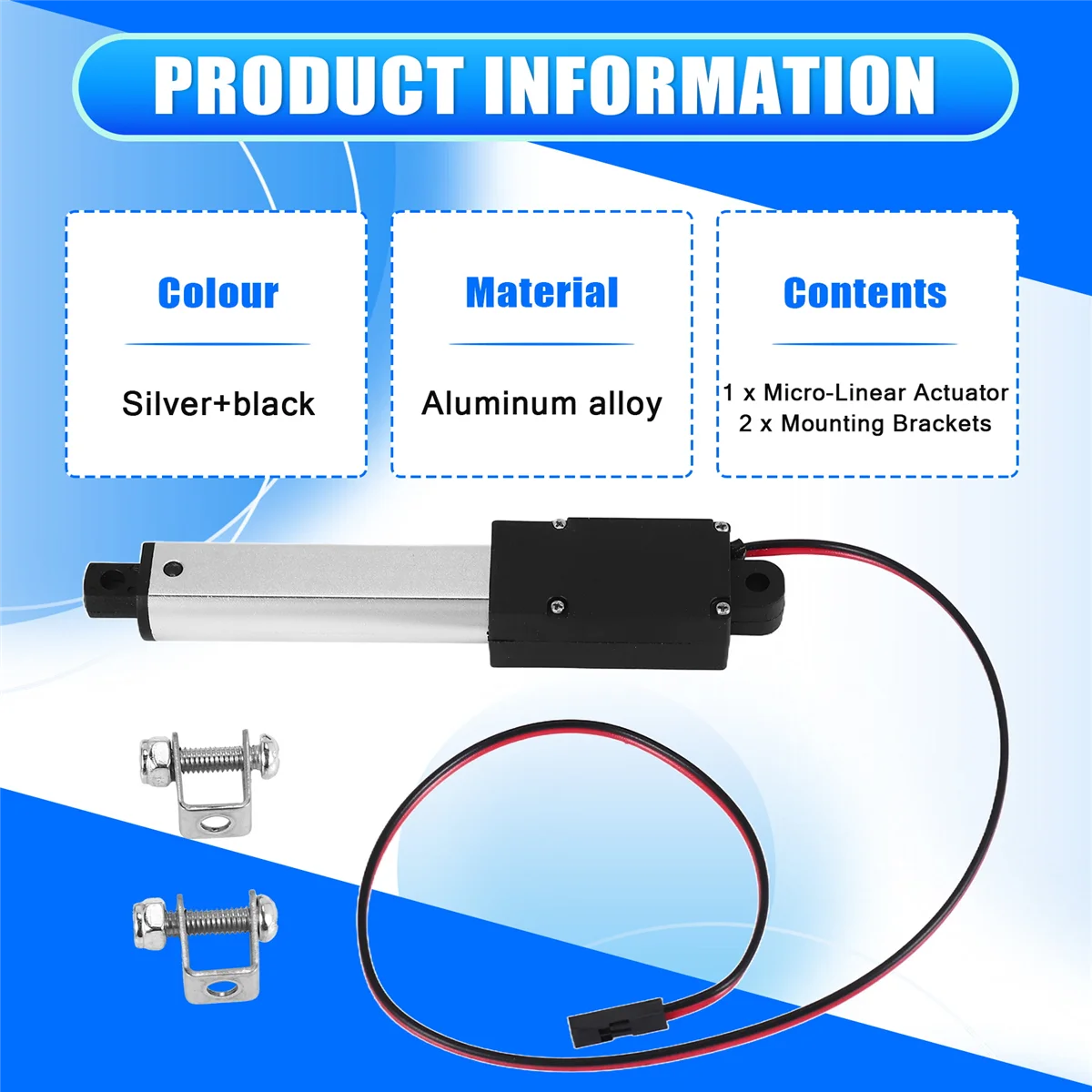 12V Mini Linear Actuator - 50mm Stroke, 90N