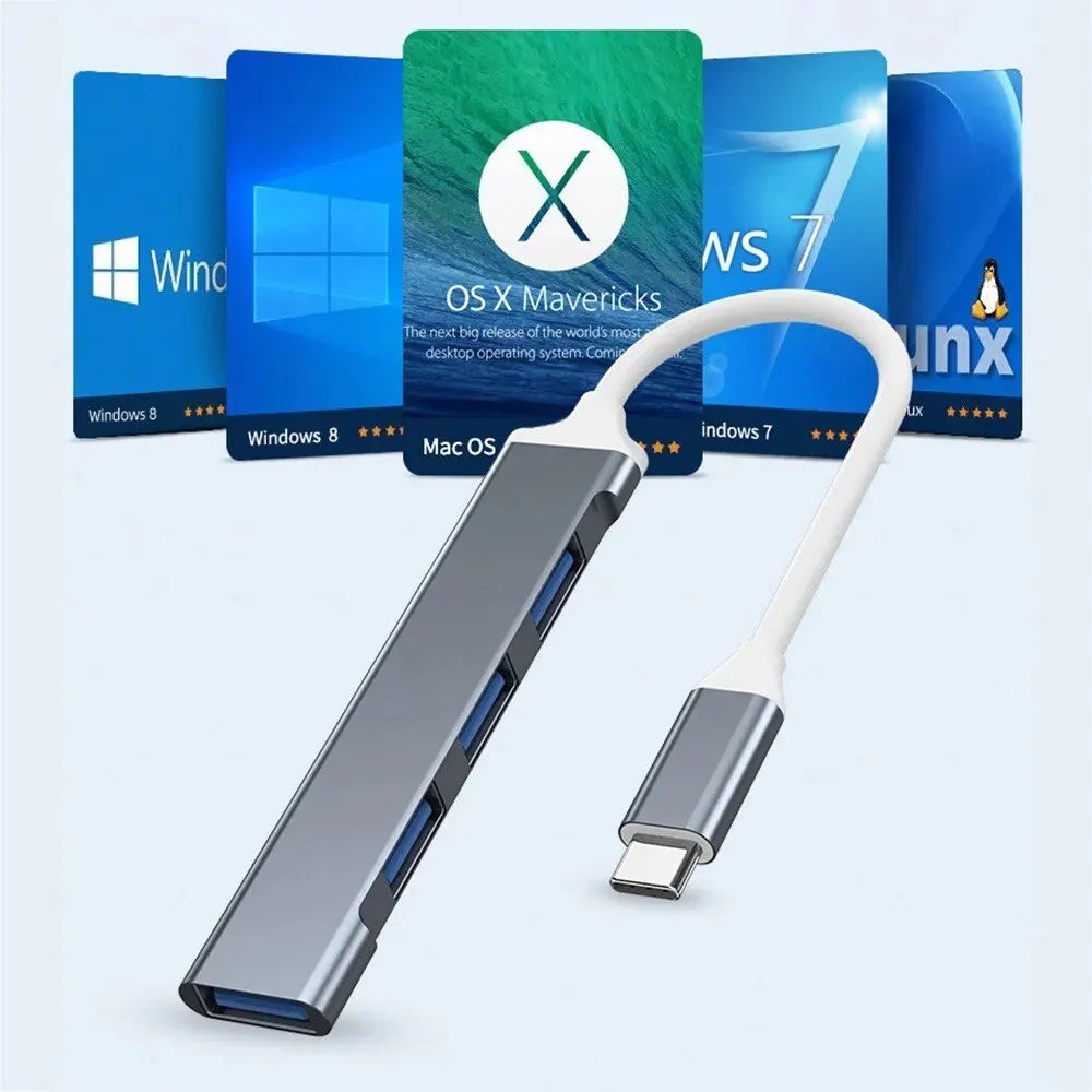 Hub USB cu patru porturi, cu opțiuni de gazdă USB-A sau USB-C