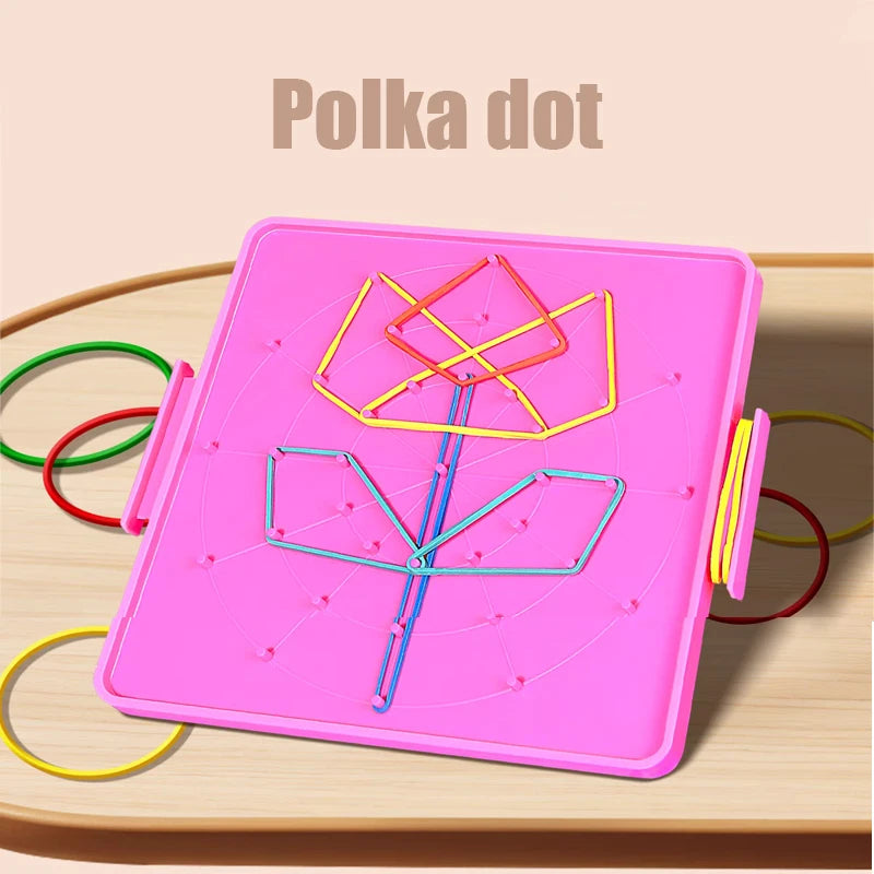 Geometric Pegboard with Rubber Bands, 15.7 cm
