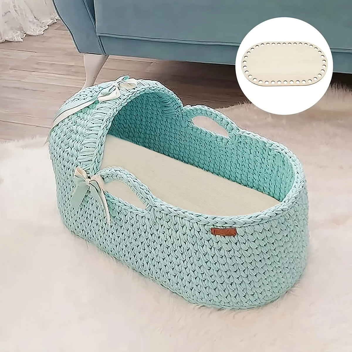 3 bases de cesto ovaladas de madera para crochet y tejido