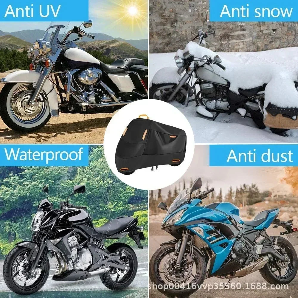 Motorcycle Cover Outdoor Waterproof Motorcycle Tarpaulin Thickened Polyester UV Protective Cover for Motorcycle Scooters