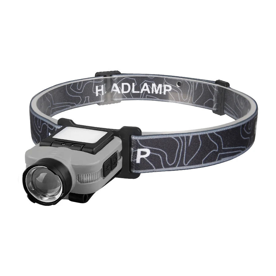 LED Headlamp Smart Sensor Cap Clip Light TPYE-C Rechargeable Flashlight With Power Display Riding Fishing Camping Outdoor Torch