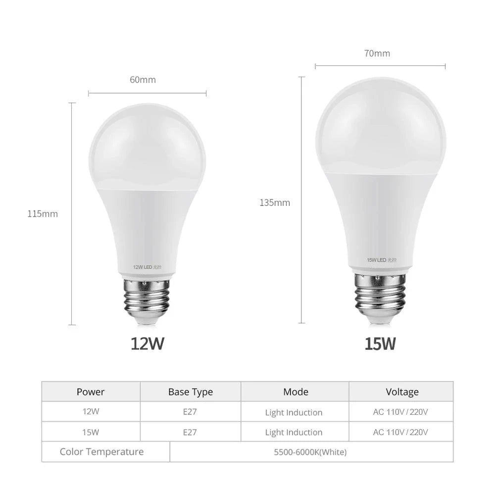 LED Dusk to Dawn Bulb, E27, 12 W or 15 W, Cool White