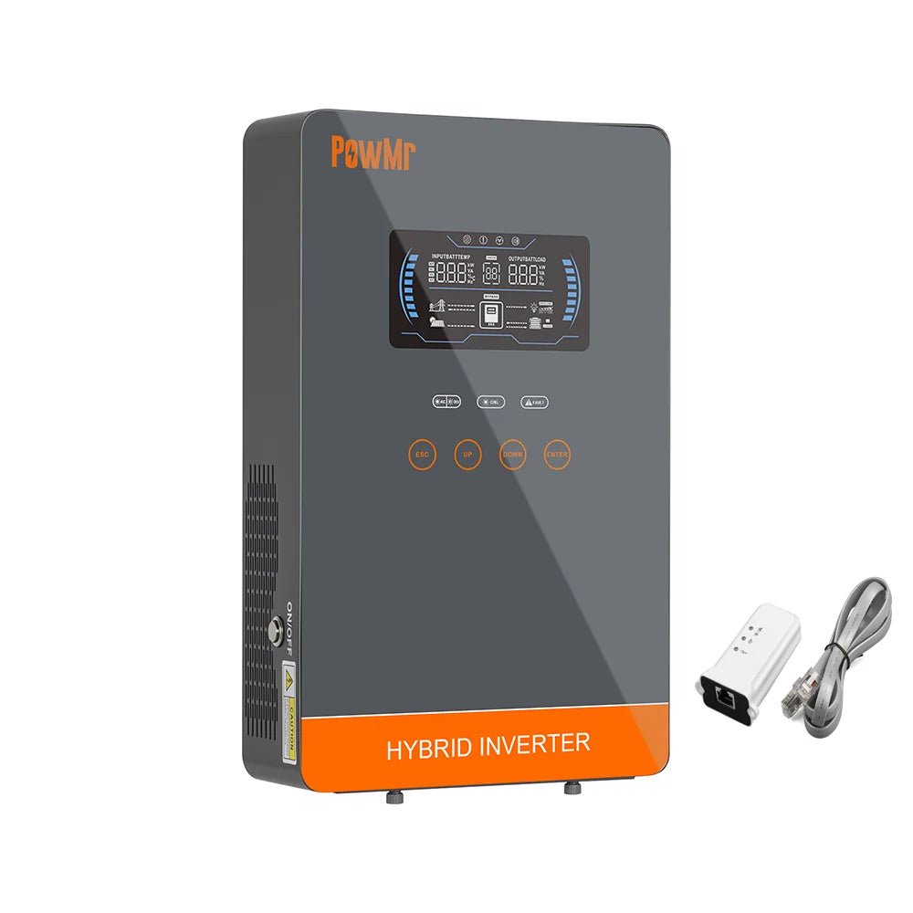 POWMr 24V 4000W Solar Inverter 24VDC to 110VAC 140A MPPT Pure Sine Wave Off Grid Inverter with LCD Display Built in Lithium BMS Communication for Home RV Inversor