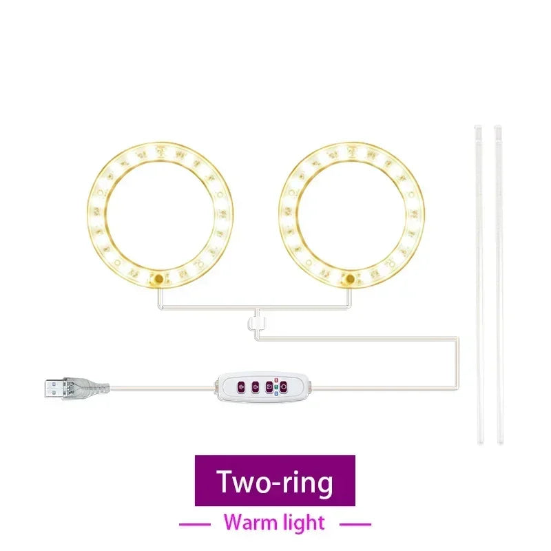 USB Ring Grow Light, Adjustable Height and Head Options