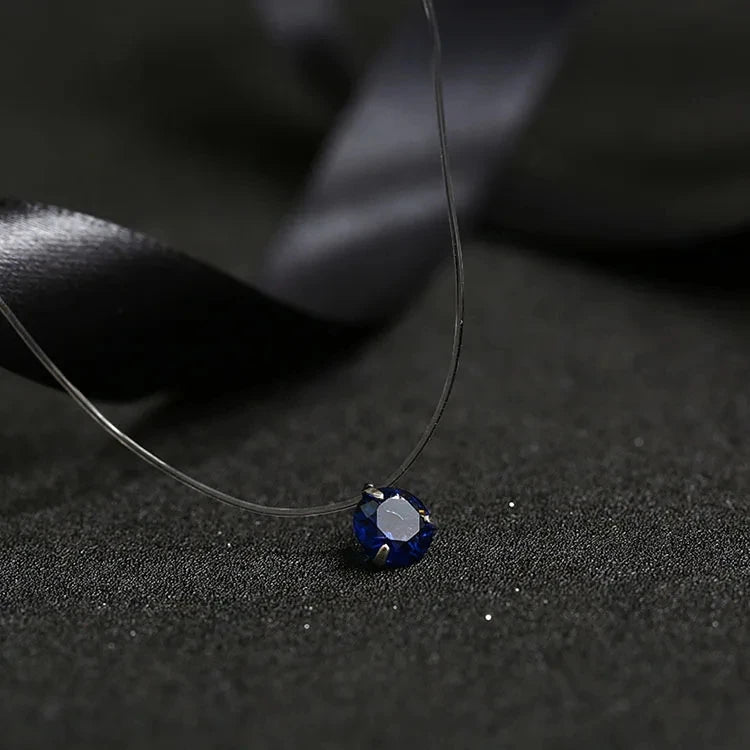 5 Colors Dazzling Zircon Necklace Invisible Transparent Fishing Line Simple Pendant Necklace Jewelry For Women Pearl Jewelry