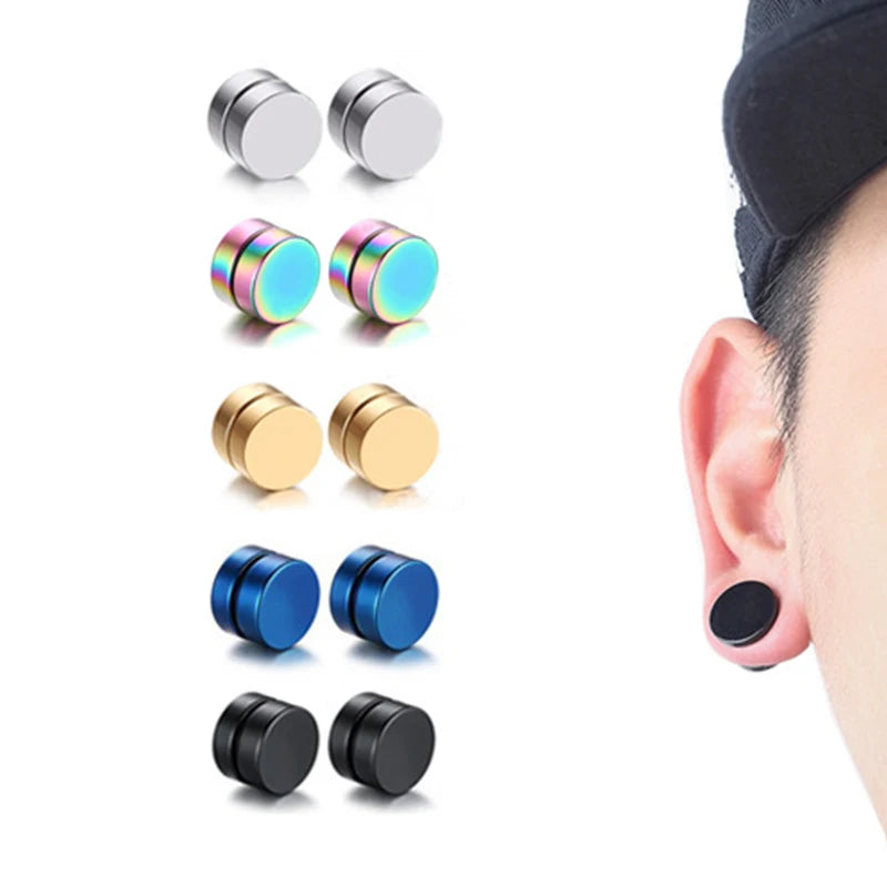 1Pair Fashion Magnetic Clip Ear Stud Non Piercing Earrings Fake Earrings Gift for Men Women Jewelry