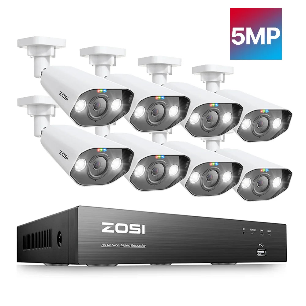 ZOSI 8MP 8CH PoE NVR Security Camera System with Siren and Audio