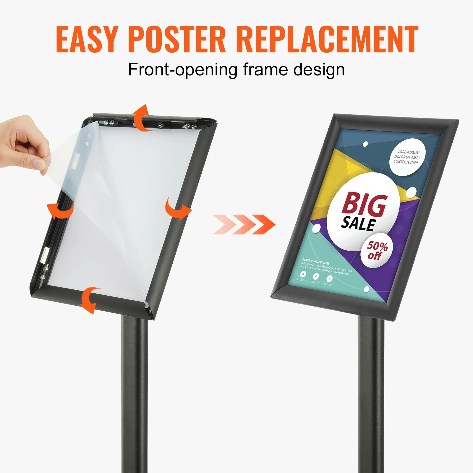 Support de panneau sur pied réglable avec cadre rotatif