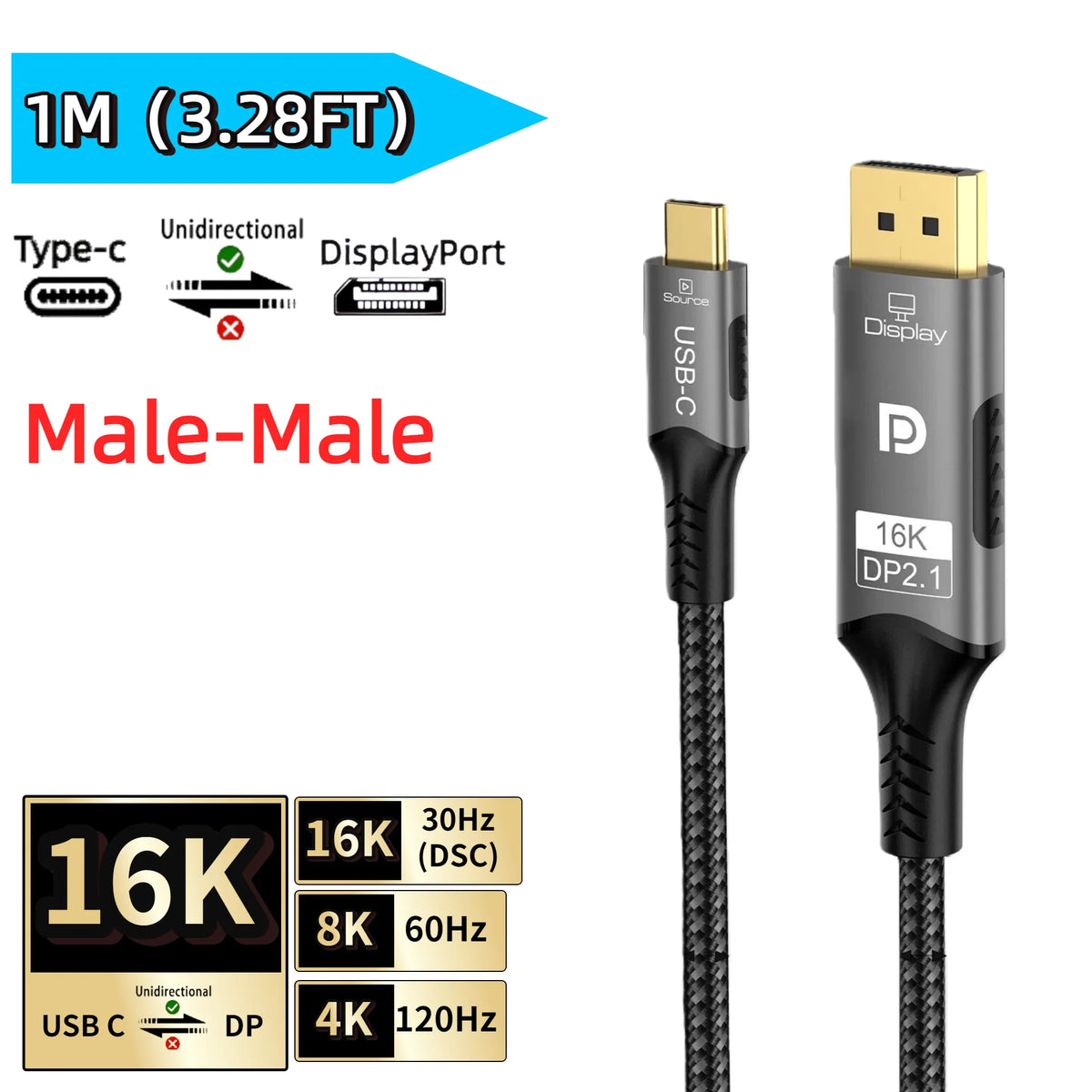 USB-C and DisplayPort Video Cable, Multiple Versions