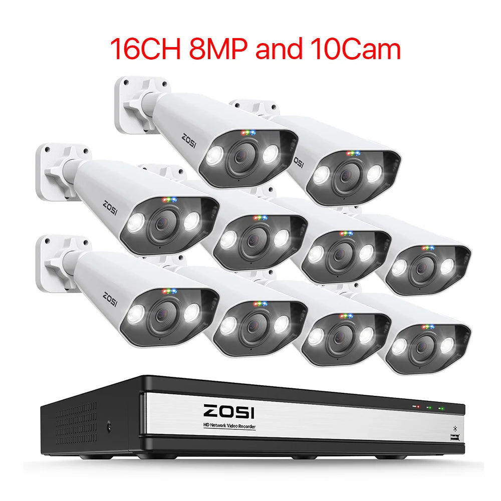 ZOSI 16-Channel 8MP PoE Security Camera System with 4TB HDD
