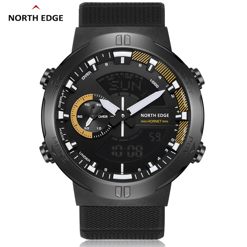 NORTH EDGE pánske smart hodinky, svetový čas, odpočítavanie, stopky, vojenské štýlovej, vodotesné do 50m, pre plávanie