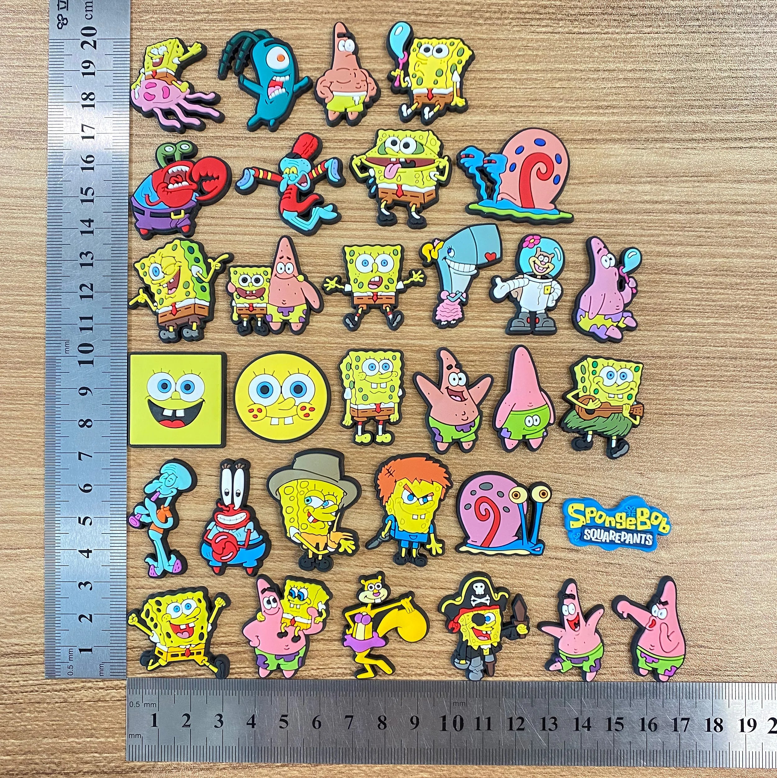 20pcs/set Shoe Charms DIY Spongebob Accessories For PVC Decorations Fit to Bubble Slides Sandals