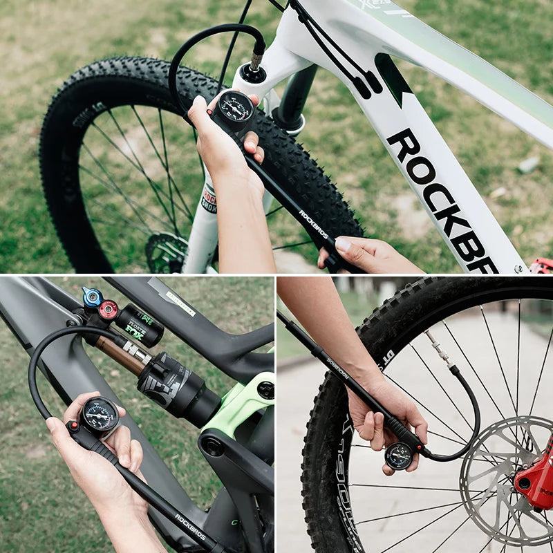 Bicyklová pumpa na nárazy a pneumatiky 300PSI s manometrom na MTB a cestné