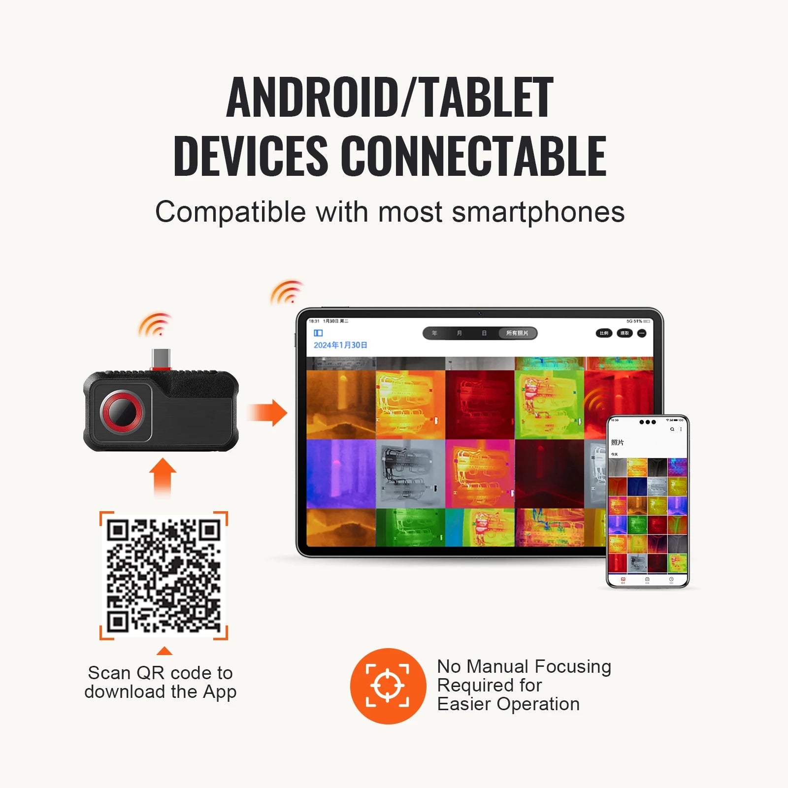 Termalna kamera za snimanje 256×192 za Android s prikazom u stvarnom vremenu od 25 Hz