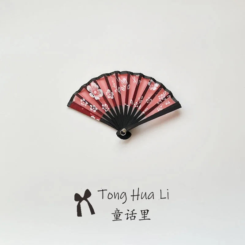 Mini Bamboo-and-Fabric Folding Fan