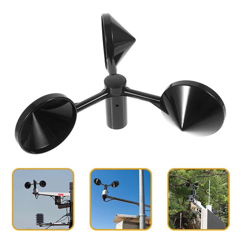 Three-Cup Anemometer Rotor, 150 mm, Black ABS