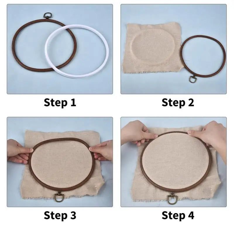 10-Piece Plastic Embroidery Hoop Set, Imitation Wood