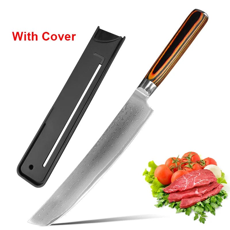 Professional Kitchen Knives Chef Cleaver Meat Wood Handle Japanese Damascus Steel Knife Slicing Fruit Fish Butcher Boning Knife