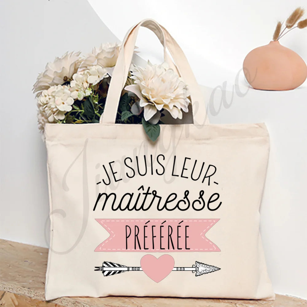 Sac fourre-tout en toile pour remercier un professeur de français