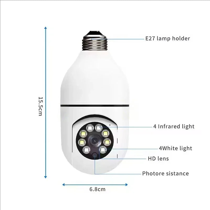 4G WiFi E27 Bulb Camera 2MP with AI Tracking