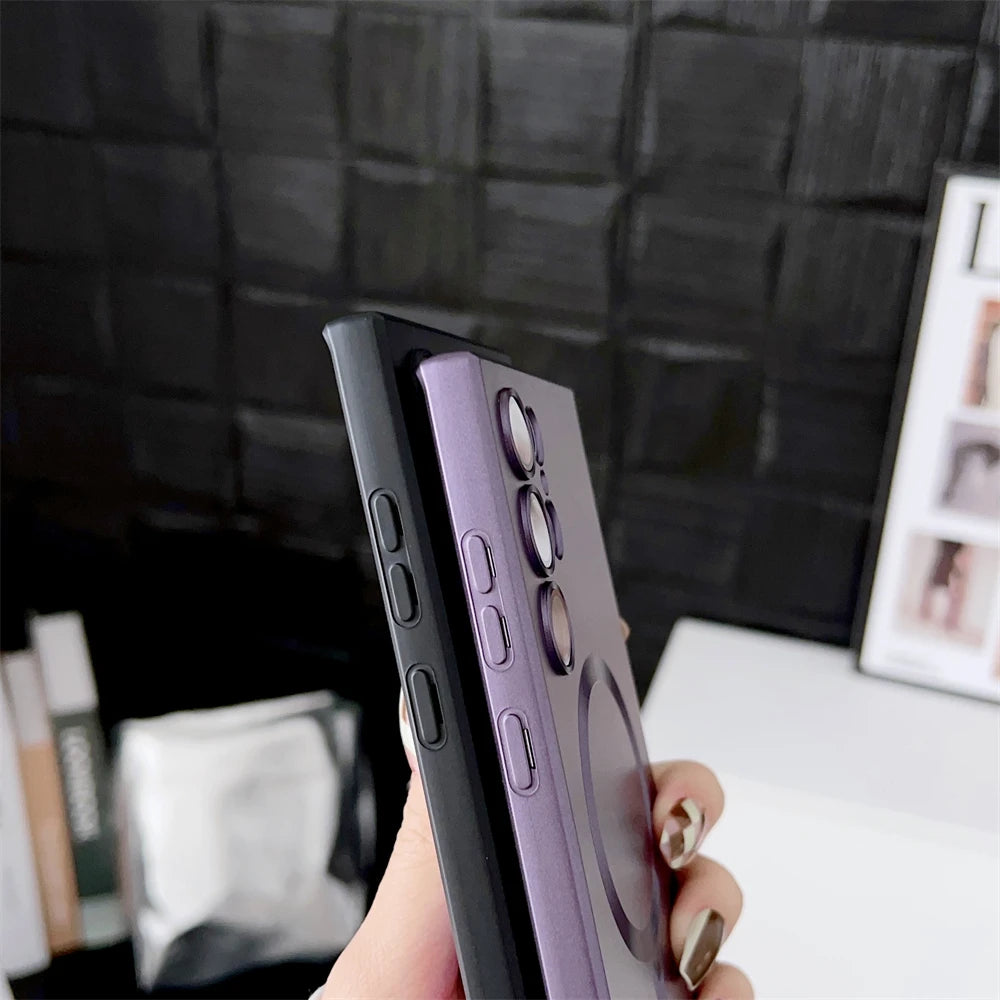 Premium Magnetic Case For Samsung S25 Edge S24 S23 S22 S21 S20 FE Plus Note 10 20 Ultra TPU Soft Wireless Chage Phone Cover