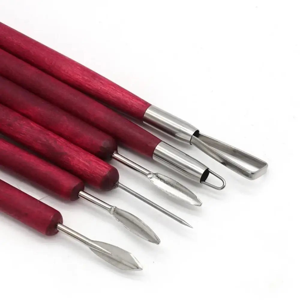 6PCS Clay Sculpting Tools Set with Wood Handle & Double Ends